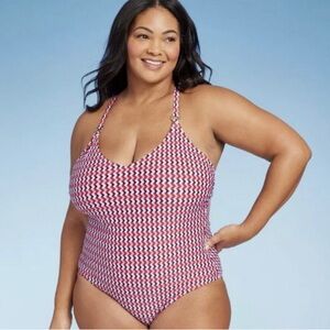 ✨Kona Sol Women's One Piece Swimsuit Red White Blue